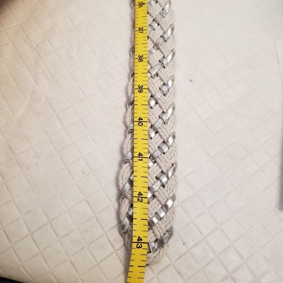 Braided Silver & Cord Belt Womens Size 36 To 40 Inches - Picture 4 of 4
